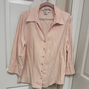 WinterSilks Blush Peach Silk Button-Up Blouse good condition great